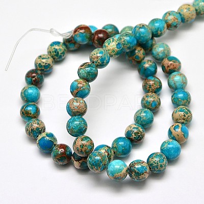 Natural Imperial Jasper Round Bead Strands G-I103-8mm-03-1