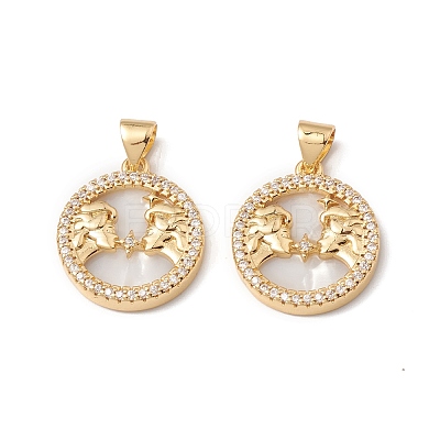 Rack Plating Brass Shell Pendants KK-D087-25G-11-1