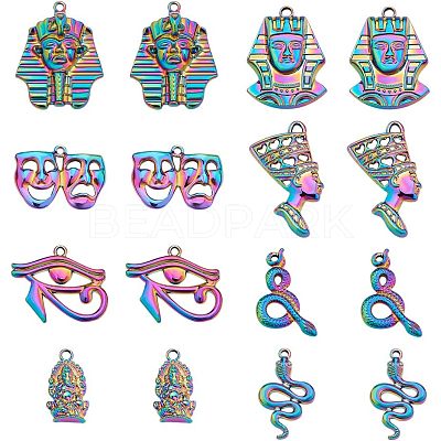 16Pcs 8 Style Plated Alloy Pendants FIND-CA0005-90-1
