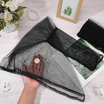 1 Pair Gauze Lace Gloves for Women AJEW-CY0002-01-1