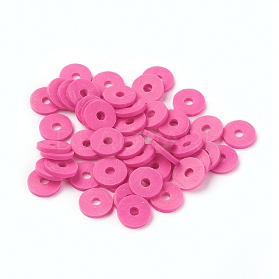 Flat Round Handmade Polymer Clay Beads CLAY-R067-8.0mm-31-1