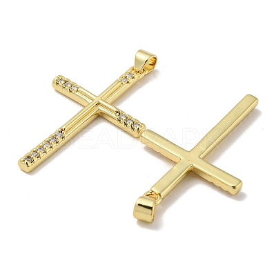 Rack Plating Brass Micro Pave Cubic Zirconia Pendants KK-F869-07G-1