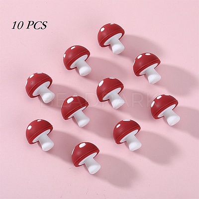 10Pcs Mushroom Silicone Focal Beads JX901D-01-1