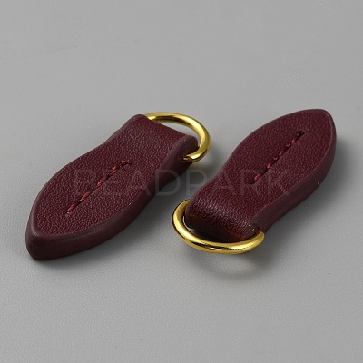 Leaf Shape Leather Zipper Heads FIND-WH0139-145A-1