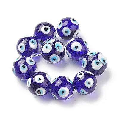 Handmade Evil Eye Lampwork Beads Strands LAMP-F027-05-1