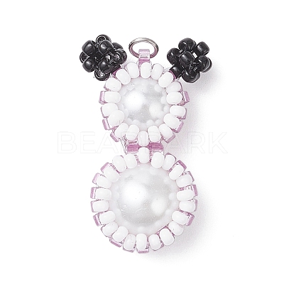 Glass Seed Beaded Snowman Pendants PALLOY-MZ00888-02-1