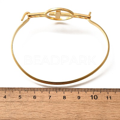 201 Stainless Steel Flat Round Link Bangles for Women BJEW-R014-01G-03-1