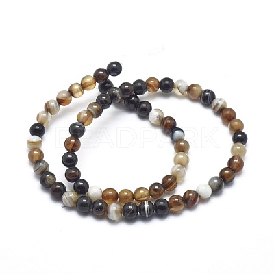 Natural Striped Agate/Banded Agate Beads Strands G-I254-03A-1