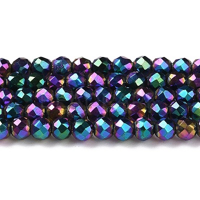 Electroplate Glass Beads Strands GLAA-H021-01B-FP11-1