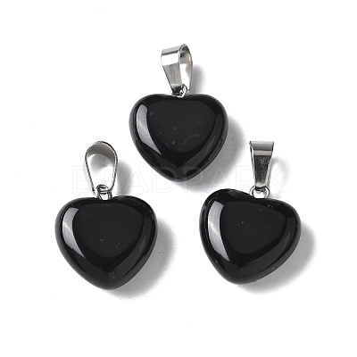 Natural Black Agate Pendants X-G-I311-A16-01-1