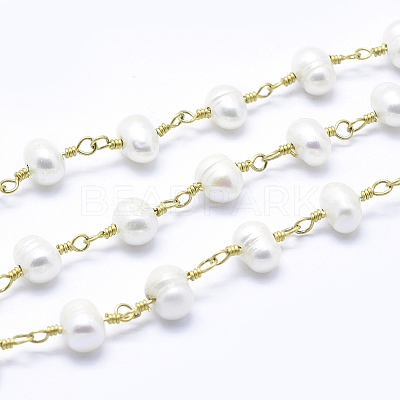 Natural Freshwater Pearl Handmade Beaded Chains CHC-L036-12G-1