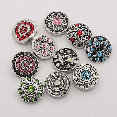 Zinc Alloy Enamel Rhinestone Buttons X-SNAP-M003-M-1
