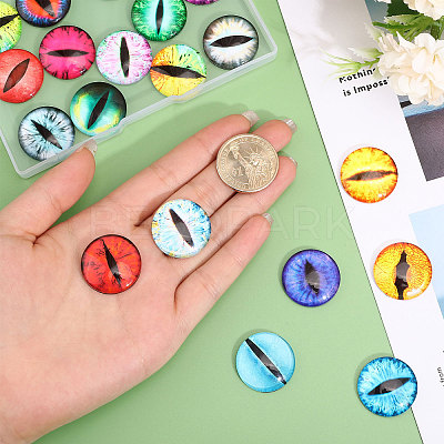 40Pcs 20 Colors Luminous Self Adhesive Glass Eyes Cabochons DIY-CA0006-28-1
