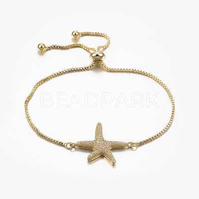 Adjustable Brass Micro Pave Cubic Zirconia Bolo Bracelets BJEW-F296-13-1
