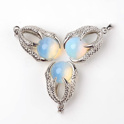 Eagle Claw Alloy Opalite Pendants G-L455-A22-1