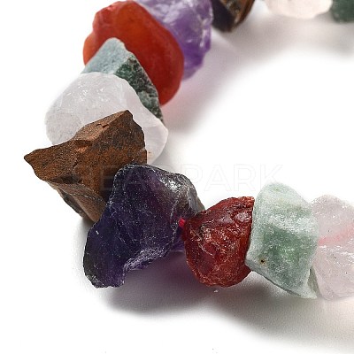 Raw Rough Natural Amethyst & Tiger Eye & Green Aventurine & Rose Quartz & Carnelian Beads Strands G-P528-A11-01-1