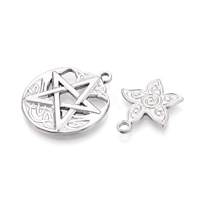 10Pcs 304 Stainless Steel Pendants STAS-T075-19P-1