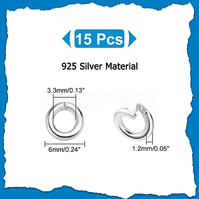 15Pcs 925 Sterling Silver Open Jump Rings STER-PH0001-41-1