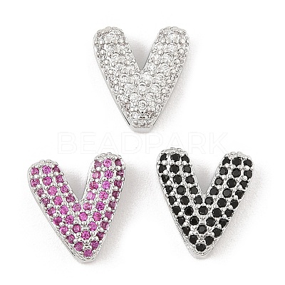 Brass Micro Pave Cubic Zirconia Slide Charms ZIRC-I068-08P-1