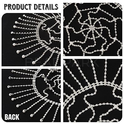 ABS Imitation Pearl & Rhinestone Mesh Headpiece Cap AJEW-WH20017-85P-1