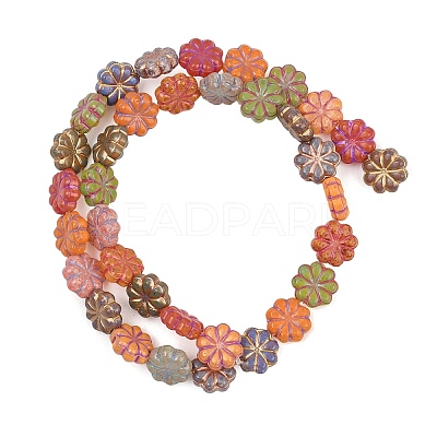 Painted Glass Beads Strands GLAA-F133-07B-1