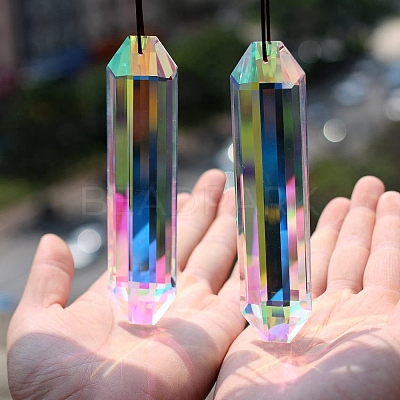 Glass Rectangle Pendant Decorations PW-WG15366-01-1