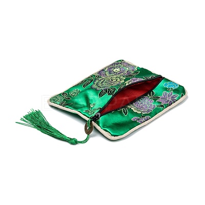Chinese Brocade Tassel Zipper Jewelry Bag Gift Pouch ABAG-F005-03-1