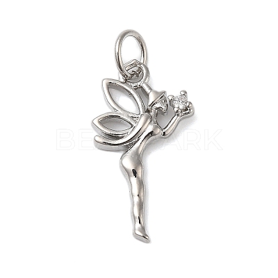 Rack Plating Brass & Clear Cubic Zirconia Pendants KK-S372-12P-1