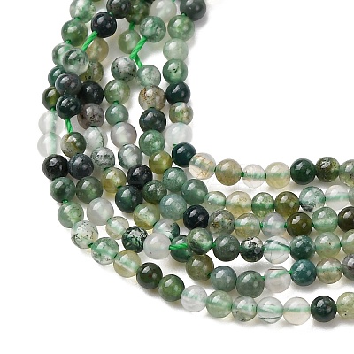 Natural Moss Agate Beads Strands G-Z116-A05-2mm-1