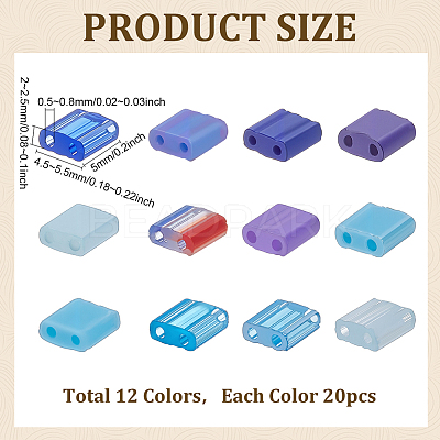 240Pcs 12 Colors 2-Hole Baking Paint Glass Seed Beads SEED-ME0001-10A-1
