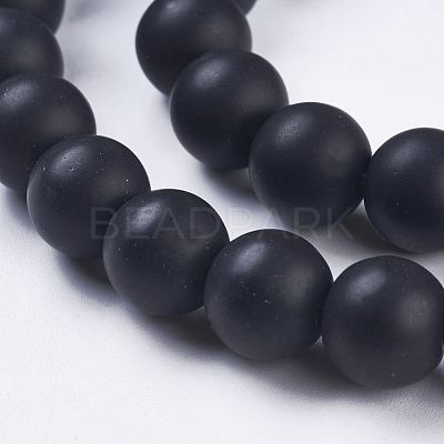 Synthetic Black Stone Bead Strands G-R345-10mm-38-1-1
