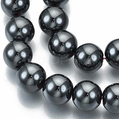 Non-magnetic Synthetic Hematite Beads Strands G-Q892-12mm-1
