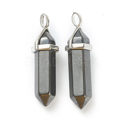 Synthetic Non-magnetic Hematite Pointed Pendants X-G-M378-01P-A16-1
