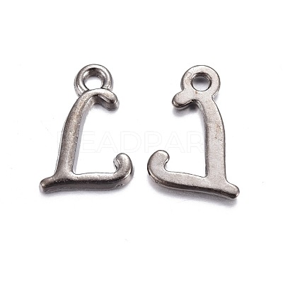 Gunmetal Plated Alloy Letter Pendants PALLOY-J718-01B-L-1