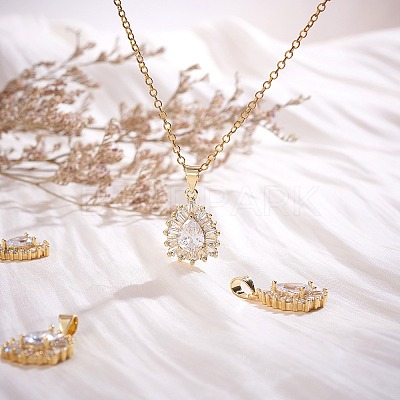 5Pcs Brass Clear Cubic Zirconia Pendants KK-SZ0001-96-1