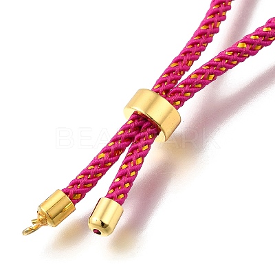 Braided Cotton Cord Slider Bracelet Making MAK-R001-01G-03-1