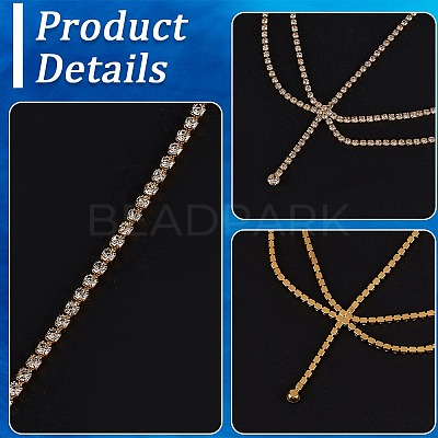 Brass Rhinestone Bridal Headbands for Women OHAR-WH20014-003G-1