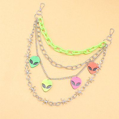 Extra-terrestrial Head Plastic & Alloy Barbed Wire 3 Layer Pants Chains for Women FS-WG4F403-01-1
