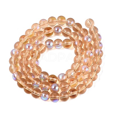 Transparent Electroplate Glass Beads Strands EGLA-Q132-6MM-01A-03-1