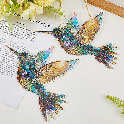 Acrylic Bird Hanging Suncatchers HJEW-WH20021-02B-1