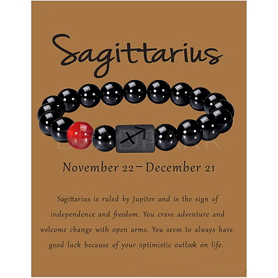 12 Constellation Natural Round Carnelian Beads Stretch Bracelets WGD22B0-01-1