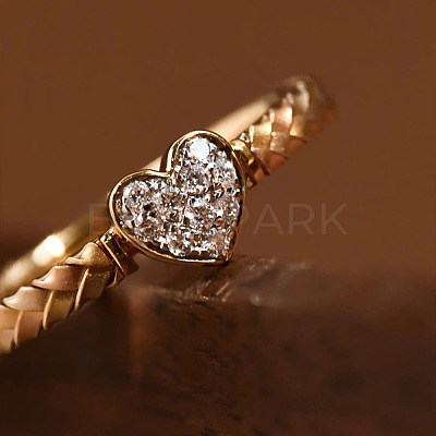 Heart 925 Sterling Silver Micro Pave Clear Cubic Zirconia Finger Rings FS-WGC3F33-05-1