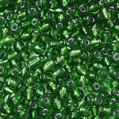 6/0 Round Silver Lined Round Hole Glass Seed Beads X-SEED-A005-4mm-27-1