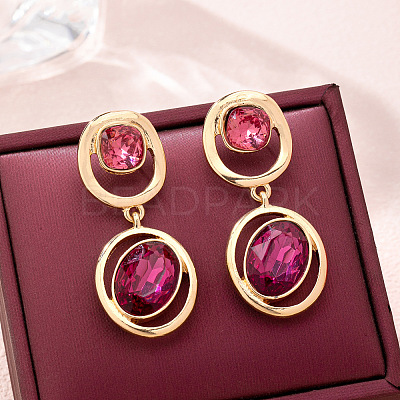 Alloy Rhinestone Stud Dangle Earrings for Women WG85C1A-01-1