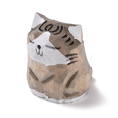 Cat Shape Wood Figurines LS-DJEW-G043-01A-1