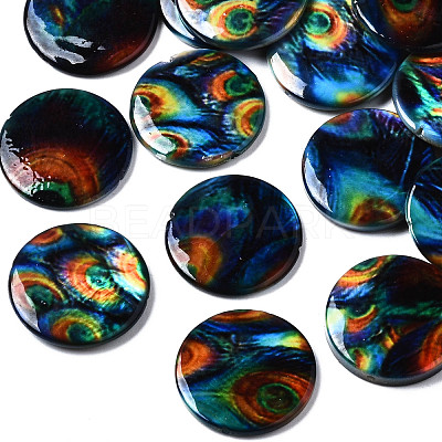 Printed Natural Freshwater Shell Beads X-SHEL-N026-144-1