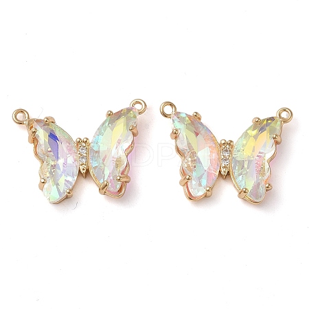 Brass Pave Faceted Glass Connector Charms FIND-Z020-03H-1