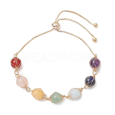 Natural Gemstone Slider Bracelets for Women BJEW-JB11131-01-1