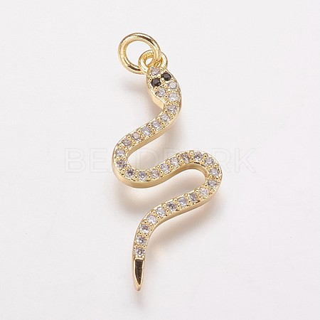 Brass Cubic Zirconia Pendants KK-P134-27G-1