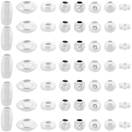80Pcs 8 Styles 925 Sterling Silver Beads STER-BBC0008-87-1